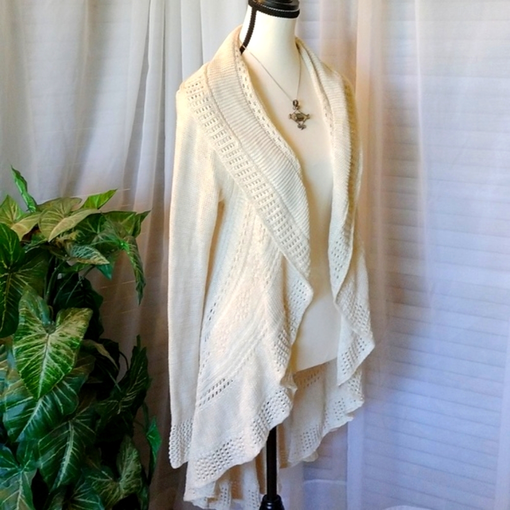 ⚜️ Beverly Drive Vintage Ivory Crotchet Knit Duster Cardigan